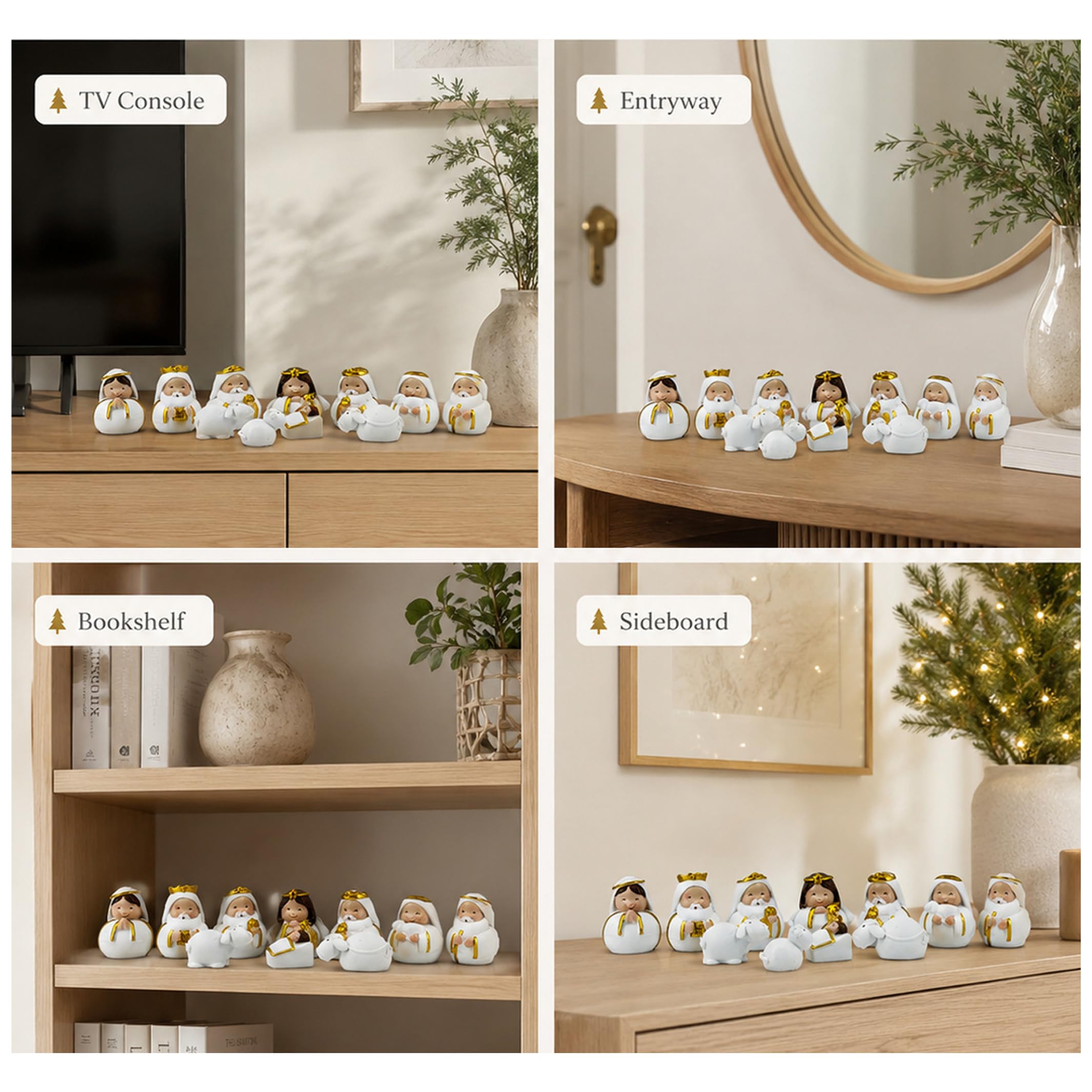 Set per presepe da 11 pezzi, simpatico set per presepe di Natale in resina