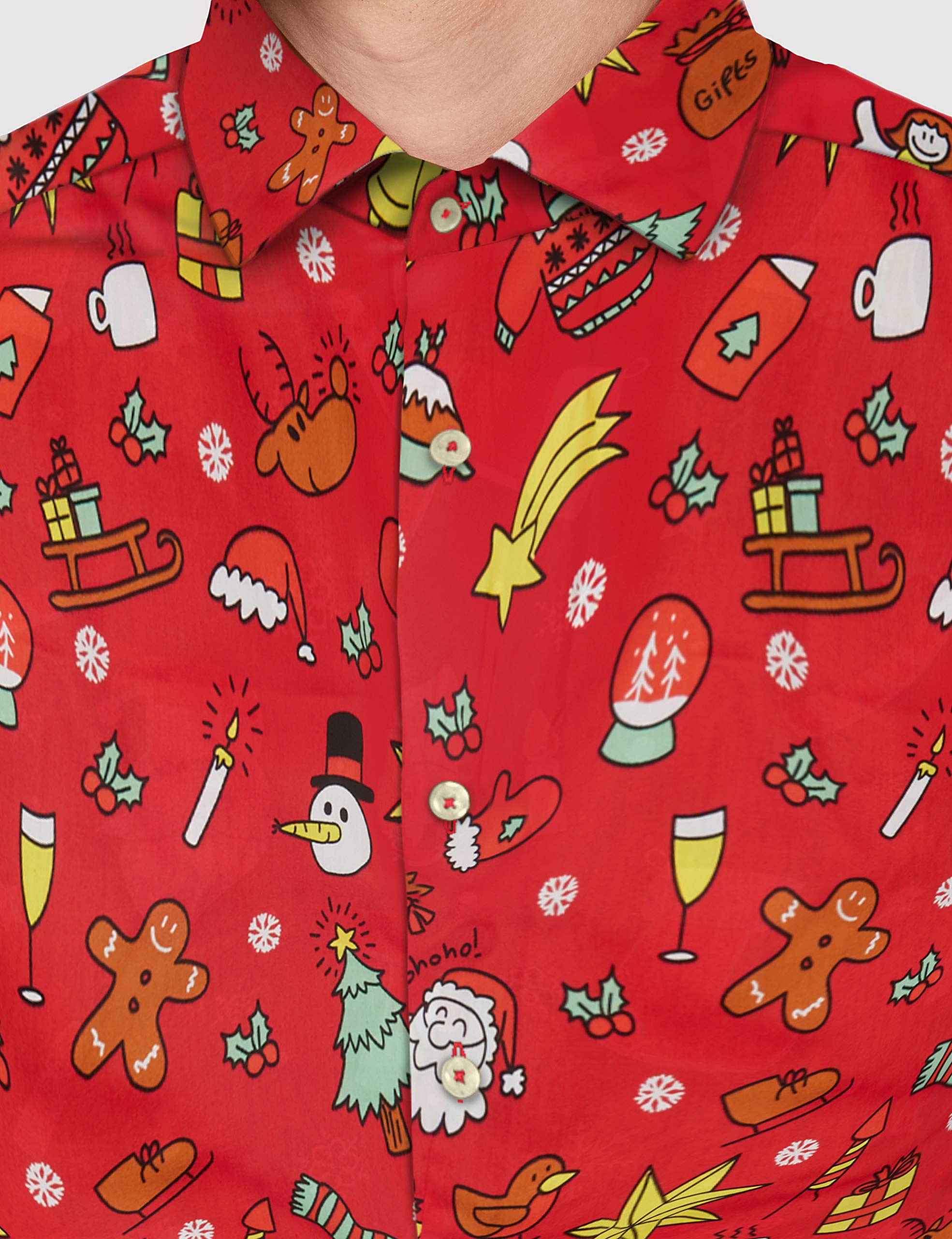 OppoSuits Koszula męski OppoSuits Christmas Fitted Button-up Shirt With Long Sleeves For Men