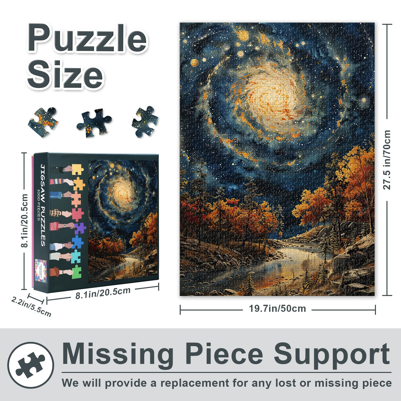 1000 Pieces Jigsaw Puzzles for Adults Solar System Galaxy Jigsaw Puzzles for Adults Challenge Puzzle for Family Decompression Beautiful Landscape Puzzle for Wall Art 27.5"X19.7" - Image 3