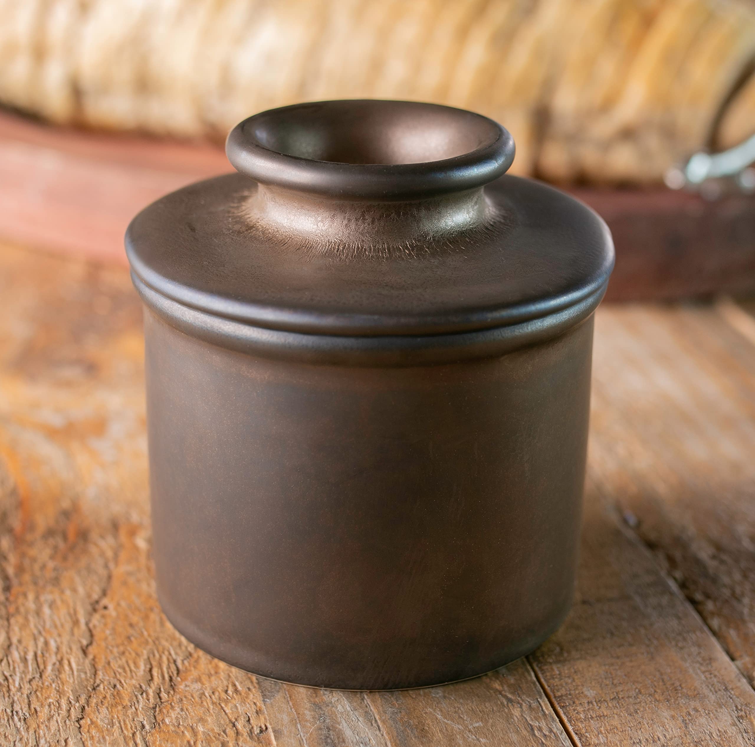 Butter Bell Le pot original de L. Tremain, beurrier en céramique française, finition mate rétro classique, poterie à glaçure réactive en bronze