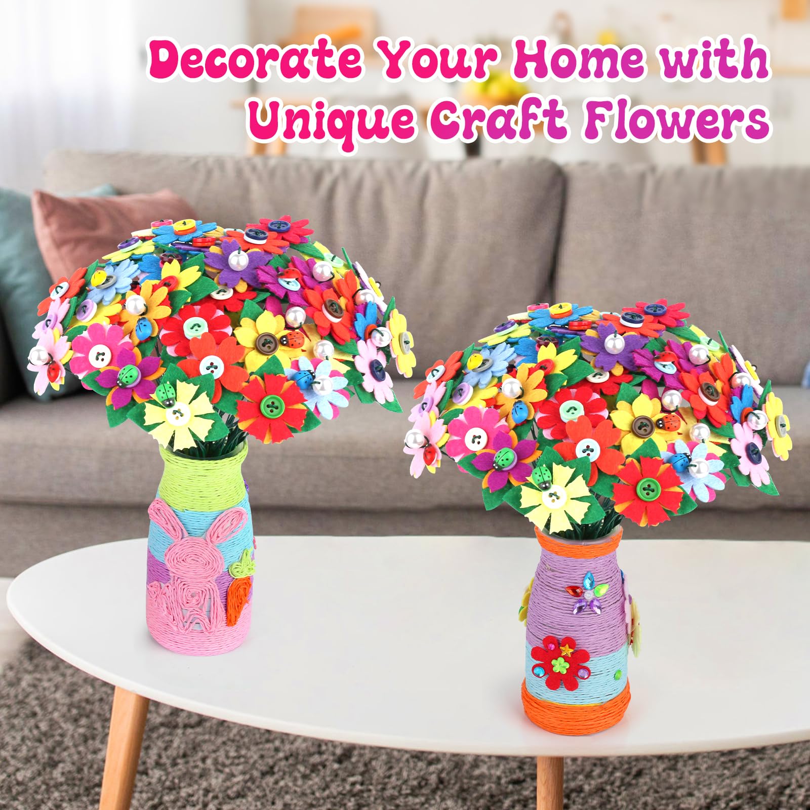 Cyiecw Blumen-Bastelset Für Kinder Ab 3 Jahren – Kreatives DIY Mit Stoffblumen & Zubehör!