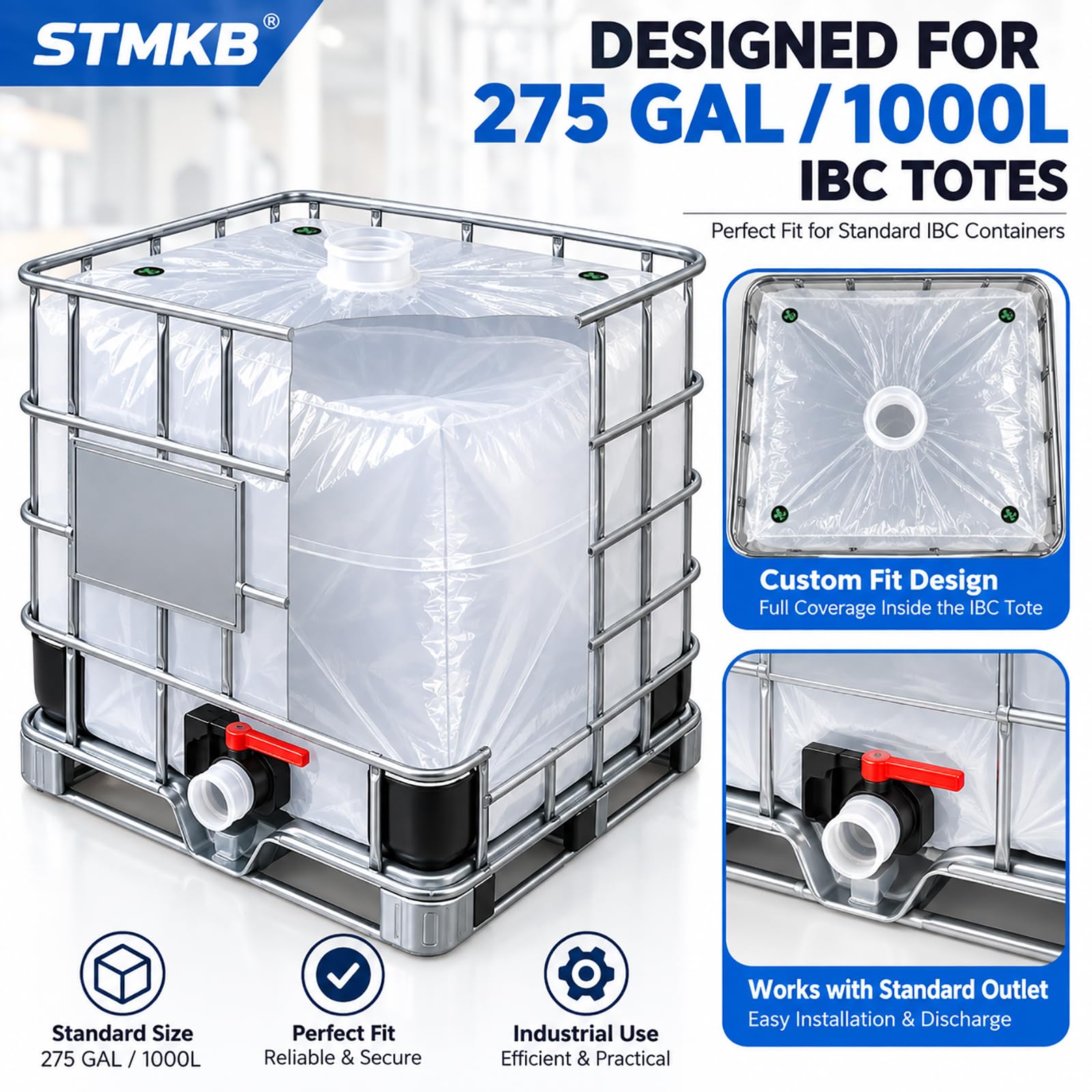 Wkład Do Pojemnika Ibc Do Zbiornika Ibc O Pojemności 275 Galonów I Pojemności 1000 L, 7-warstwowy Worek Wymienny Pa/pe Z Wlotem 6" I Wylotem 2", Przemysłowy Wkład Do Pojemników Luzem