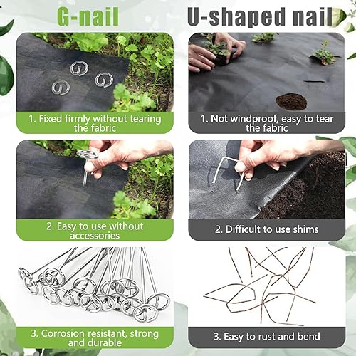 Miniatura 6 de 100 grapas de paisaje, grapas de jardín galvanizadas antioxidantes de 8 pulgadas, pasadores de césped artificial en forma de U de calibre 8, grapas