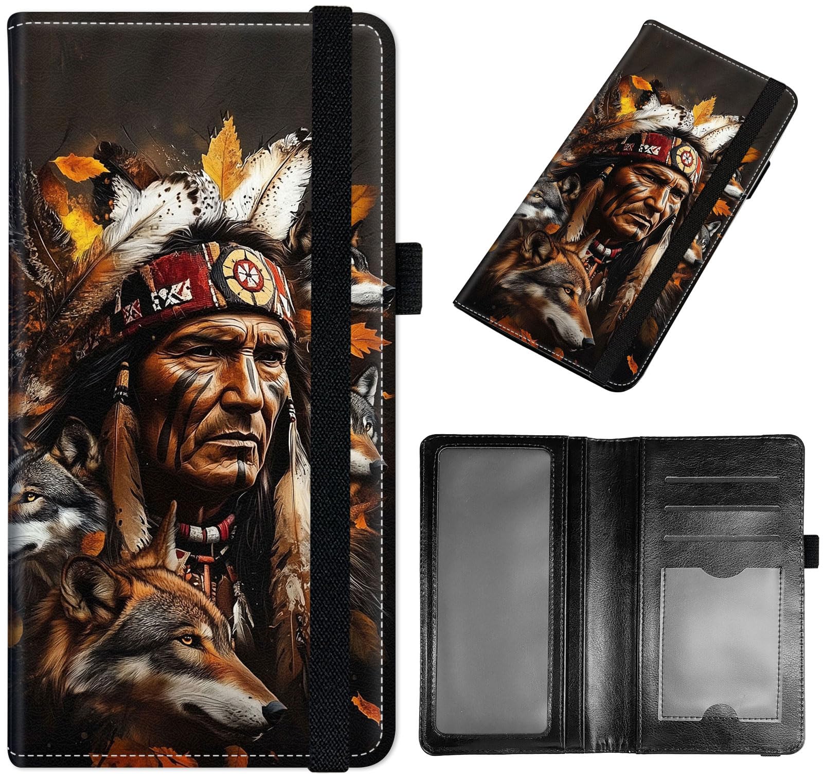 GYSYZJDH Checkbook Cover for Men & Women, Slim PU Leather Checkbook Holder Wallet with RFID Blocking, Stylish and Durable, Native American Chief