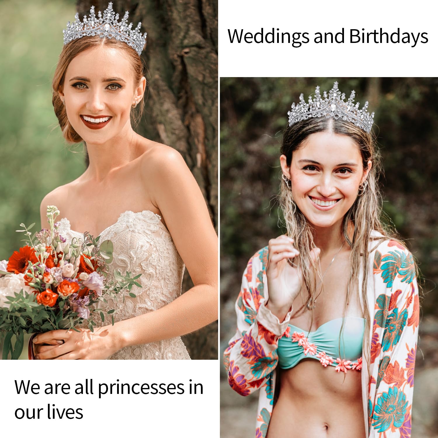 Silver Crystal Tiara for Women Girls Party Prom Bridal Birthday Queen Headband 10 Pcs Crystal Tiara Crowns for Women Girls - Elegant  main image 4