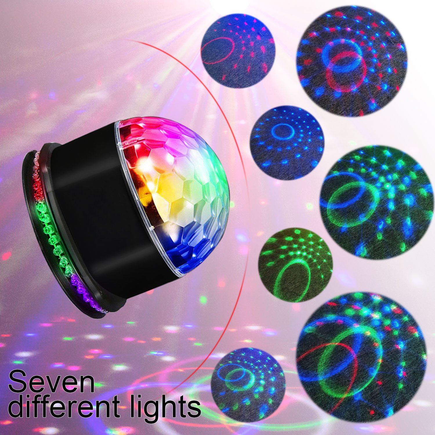 Discokugel, Vitutech Weihnachten Disco Licht 48 Stobe Light LED Party Licht Discolichteffekte 7 RGB Lichteffekt Led Effekt Kristalleffekt Disco kugel Lampe Projektor DJ Licht für Party-Voice Control