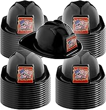 Jiuguva 48 Pcs Firefighter Hats for Kids Plastic Toddler Soft Fireman Hat Fire Chief Helmet for Role Play Costume Party (Black)