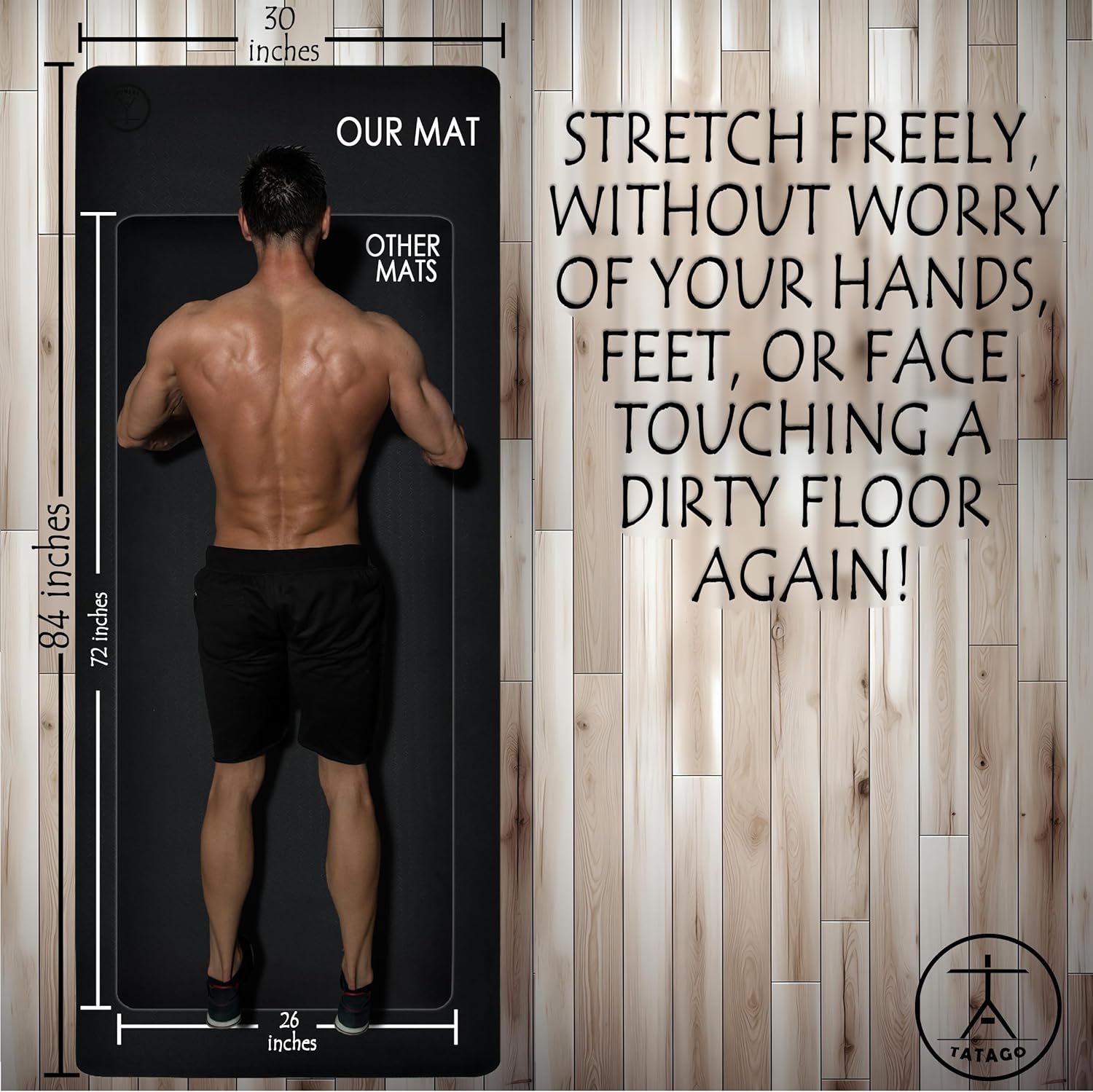 Extra Large Yoga Mat Wide 2-Pack. Our 6mm Thick Yoga Mat & 5mm Natural Rubber Large Exercise Mat.