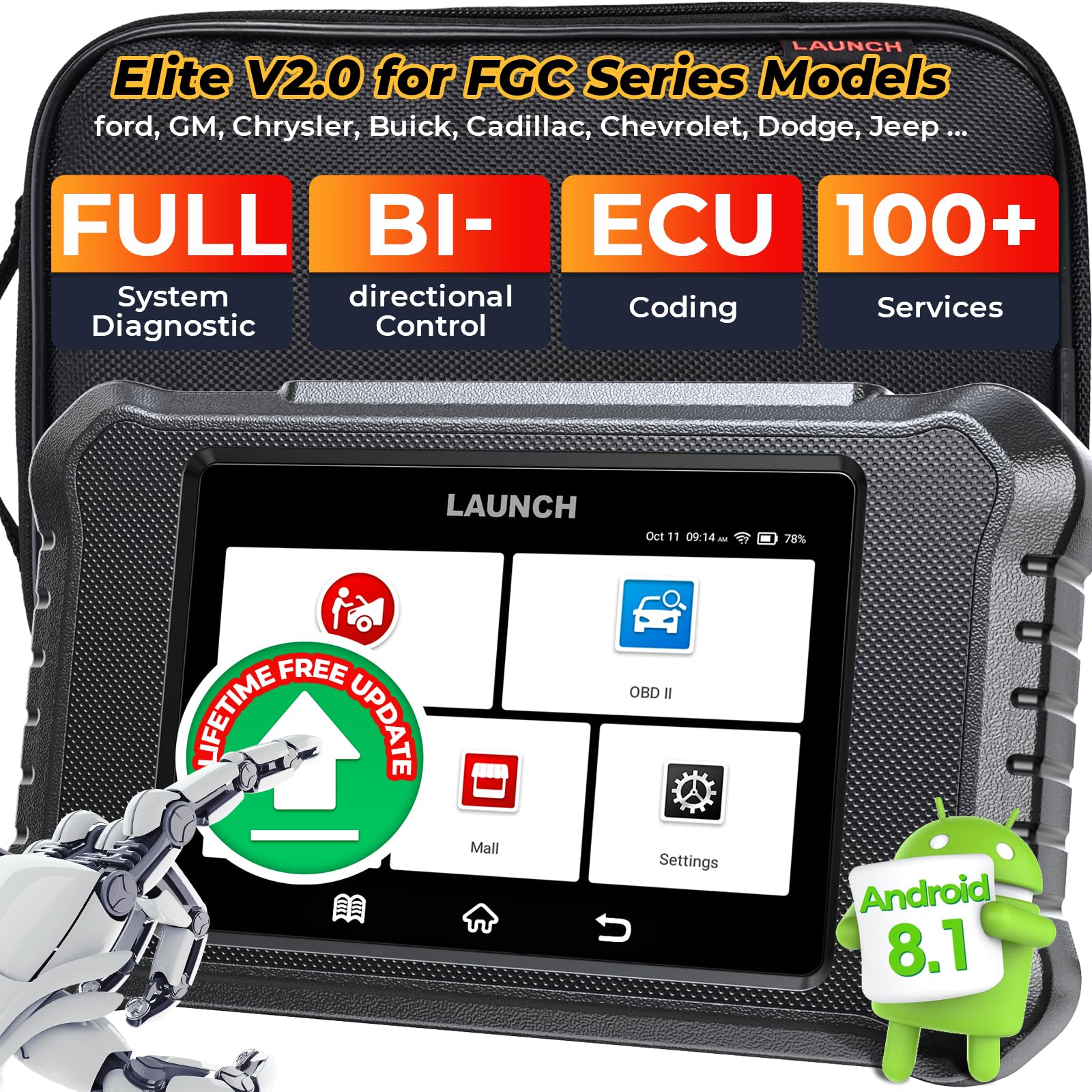Amazon.co.jp: LAUNCH X431 Creader Elite 2.0 FGC OBD2スキャナー