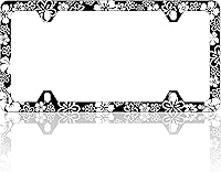 Vista 10 de Marco de matrícula con estampado de vaca en blanco y negro, marcos divertidos para placa de matrícula, patrón de animales, soporte de accesorios