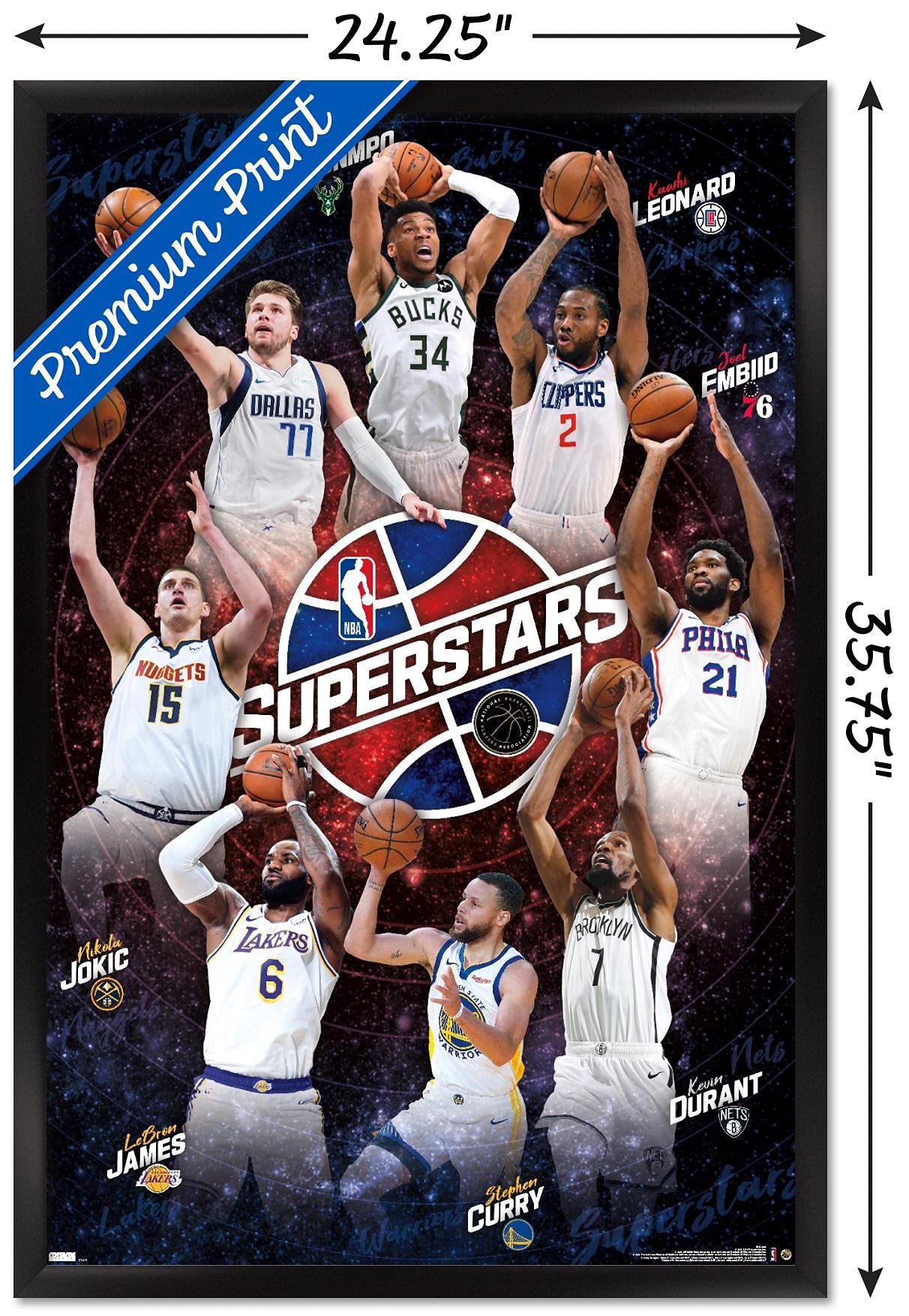 Amazon.com: Trends International NBA League-Superstars 21 Wall Poster,  22.375" x 34", Black Framed Version : Everything Else