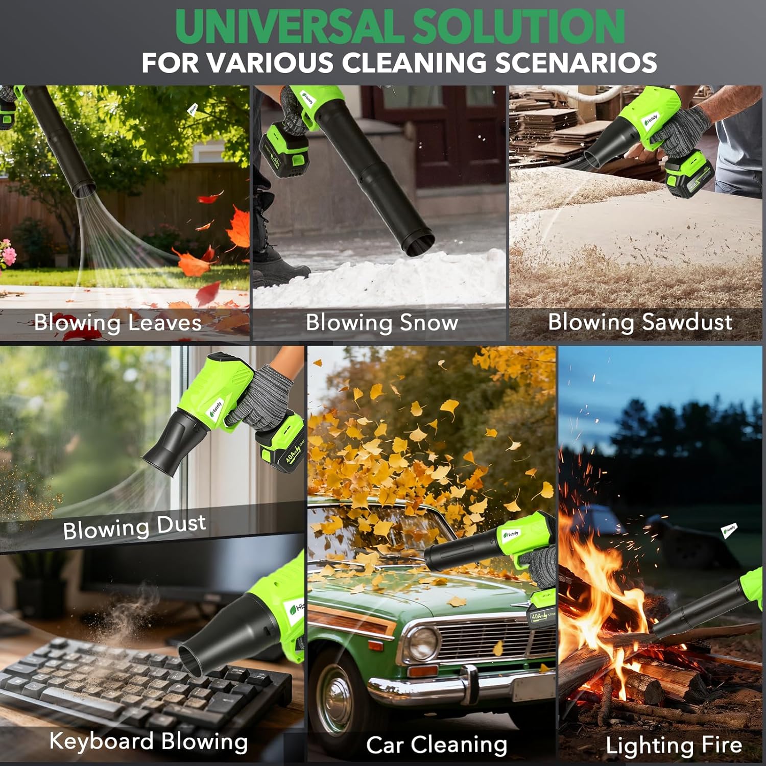 Cordless Leaf Blower 2025 Upgraded, Handheld Leaf Blower w/4 Extension Nozzles and 2×4.0Ah Batteries, Portable Blowers for Cleaning Leaves, Dust, Snow and Debris on Patios, Porches, Walkways