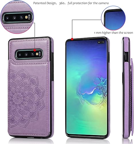 Miniatura 8 de Asuwish Funda compatible con Samsung Galaxy S10 Plus y protector de pantalla de vidrio templado, ranura para tarjetero, soporte para teléfono Glaxay