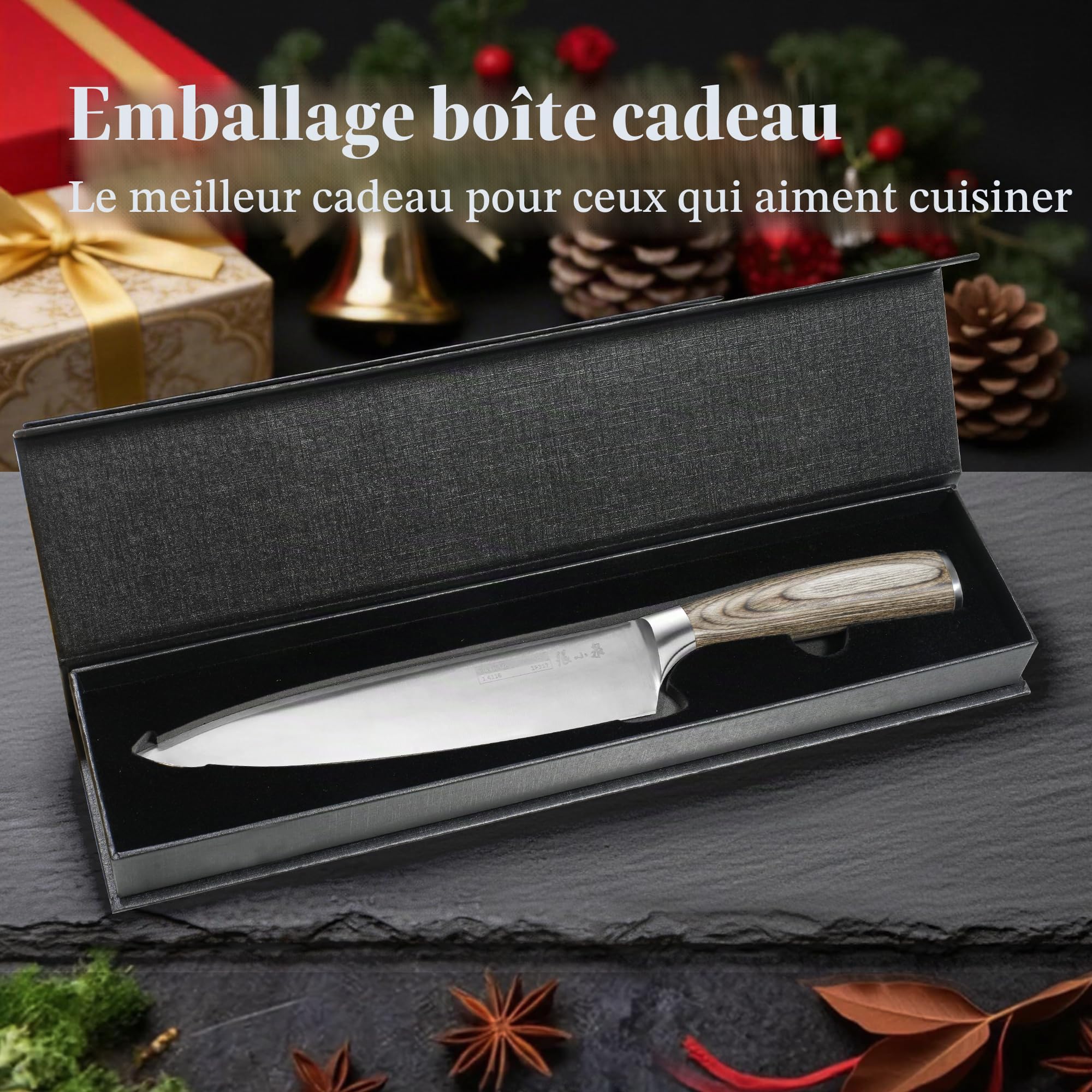 ZHANG XIAO QUAN Couteau de Chef 21 cm, Tranchant Pour Répondre Facilement aux Besoins de la Cuisine, Poignée Ergonomique en bois de Couleur Confortable et pas Facile à Glisser