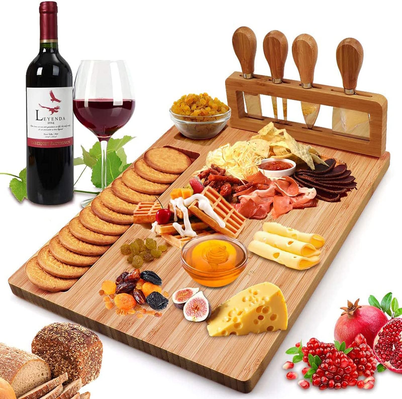 SMIRLY Charcuterie Boards Gift Set Large Charcuterie Board Set, Bamboo
