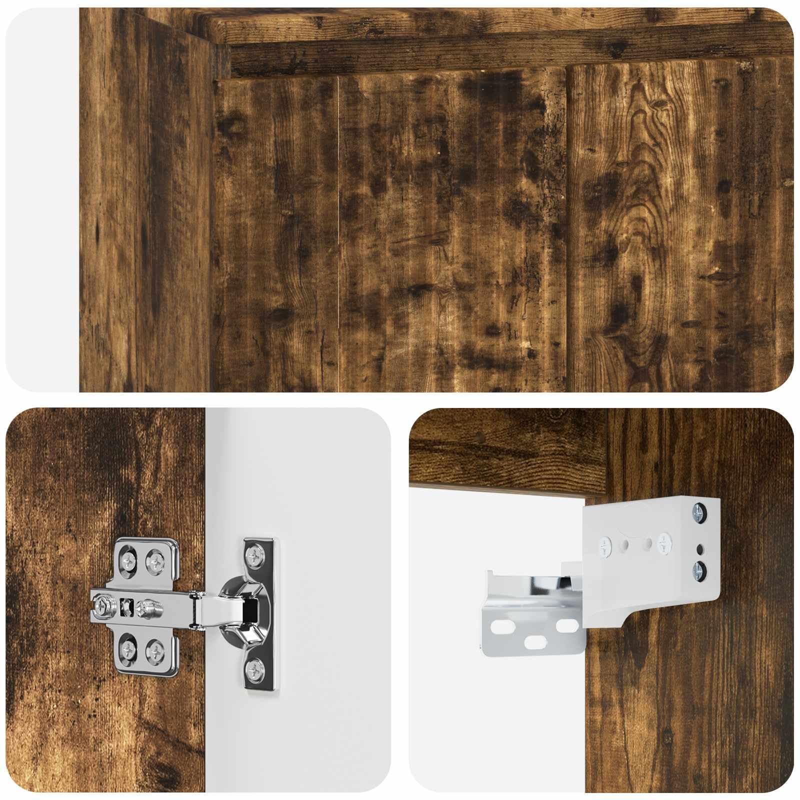 Lavabo de pared con lavabo, roble ahumado, 49,5 x 35 cm | Armario de baño con fregadero para baño y aseo de invitados, incluye accesorios para el montaje.