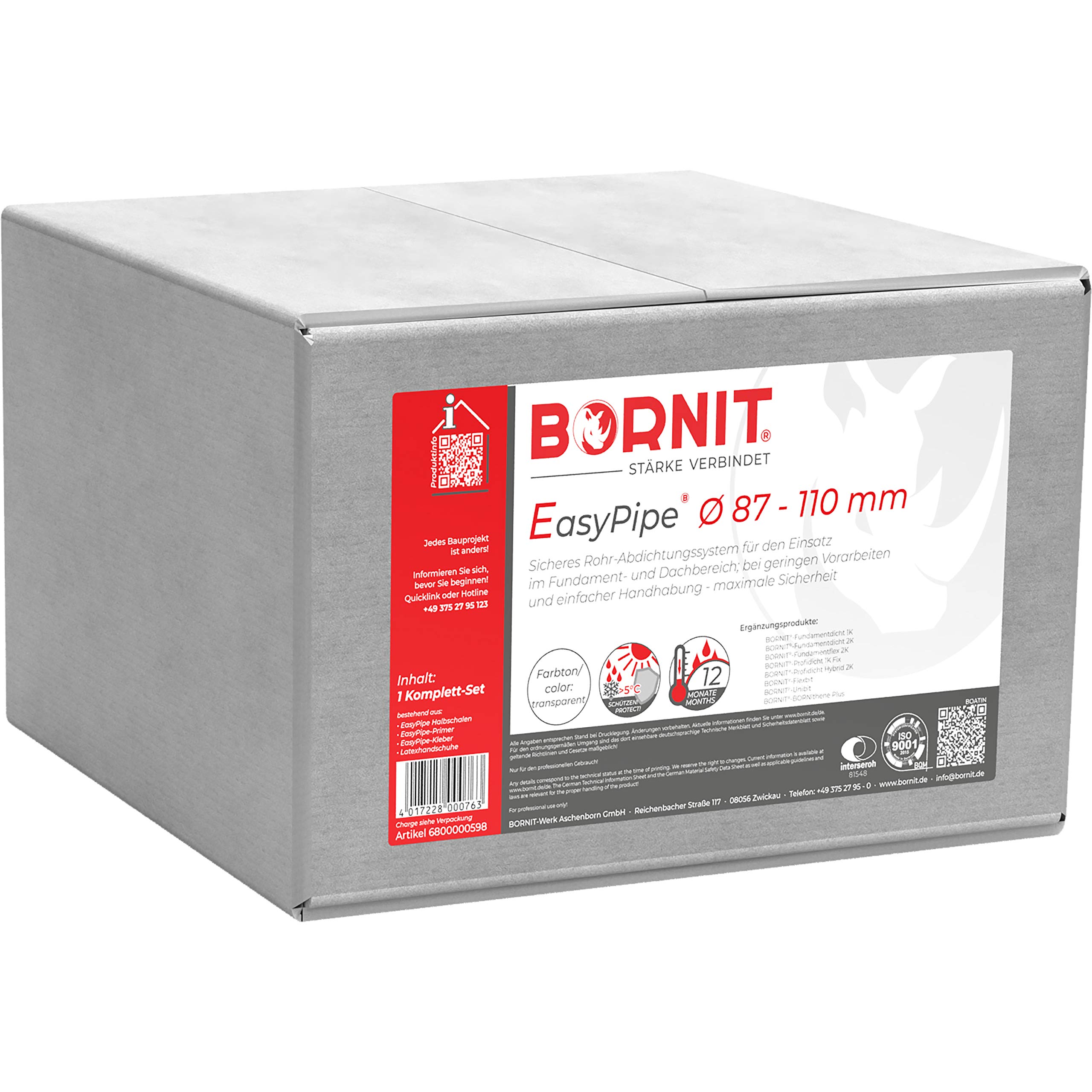 BORNIT EasyPipe Kabeldurchführung Einbau nachträglich möglich [DIN18533] 87-110mm Kabeldurchführung wasserdicht Ringraumdichtung Mauerdurchführung Glasfaserkabel Kabel Hauseinführung Dichtung Garage