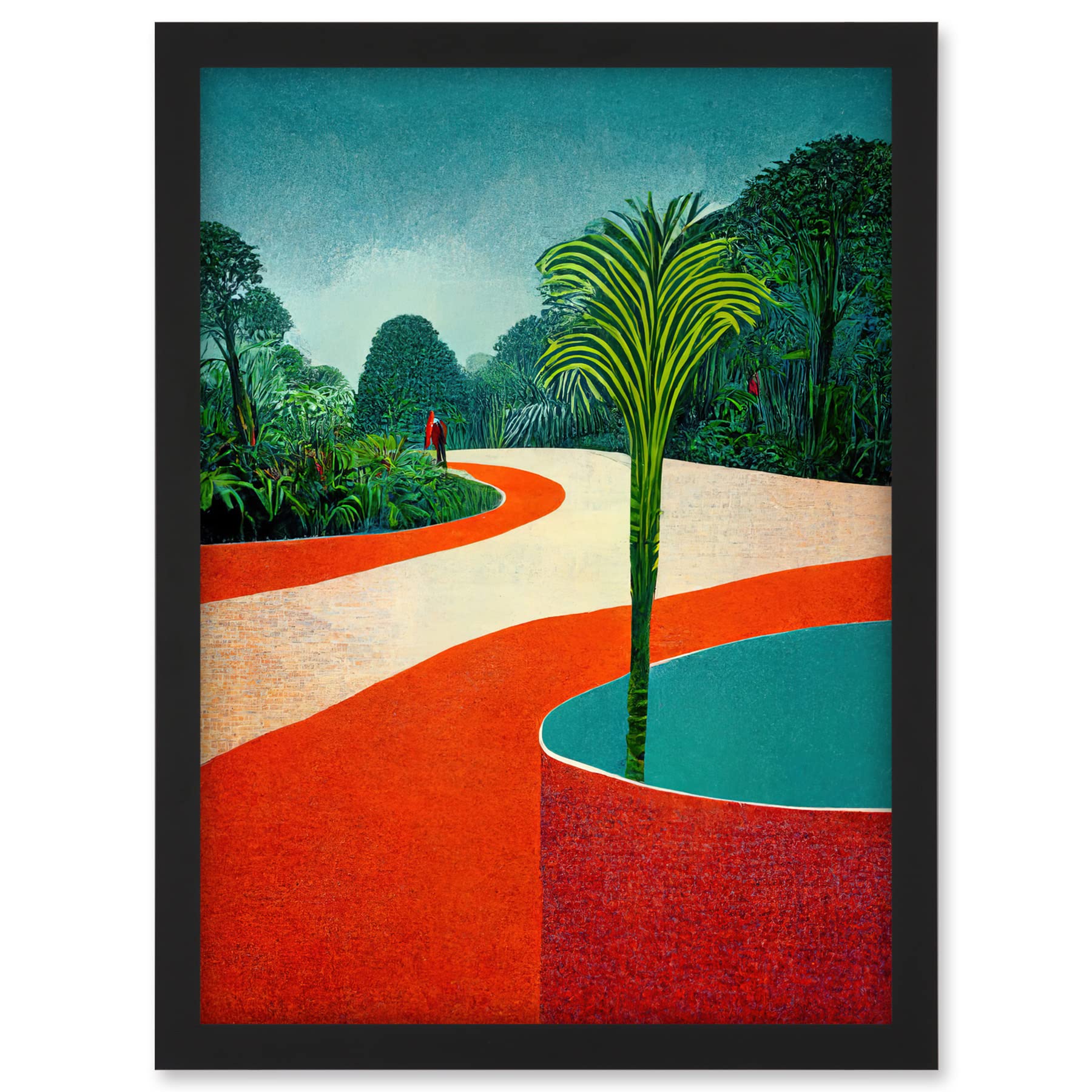 Doppelganger33 LTD Modern Abstract Orange Jungle Artwork Framed A3 Wall Art Print