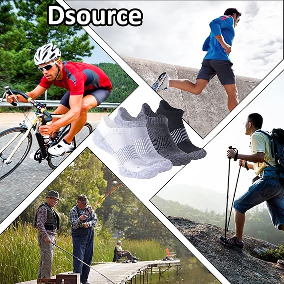 Copper Socks, DSource Unisex Cushioned Sole Arch Support Athletic Running Ankle/Crew Socks 3/6 Pairs…