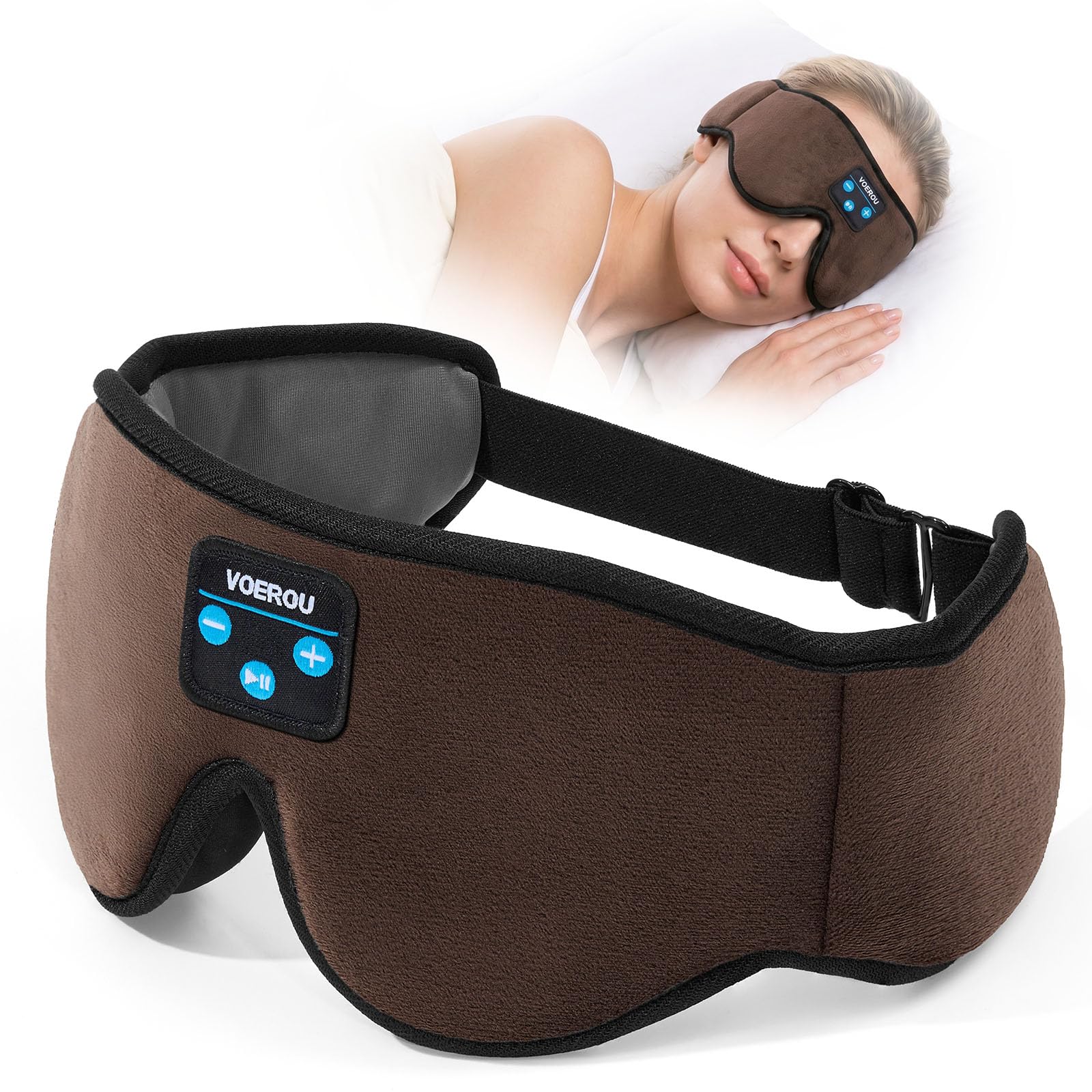 Voerou Auriculares Bluetooth para dormir, regalo de viaje ligero | Altavoces ultrafinos de 0.2 pulgadas, carga rápida 2H, tela suave transpirable, lavable, ideal para dormir, viajar y regalar.