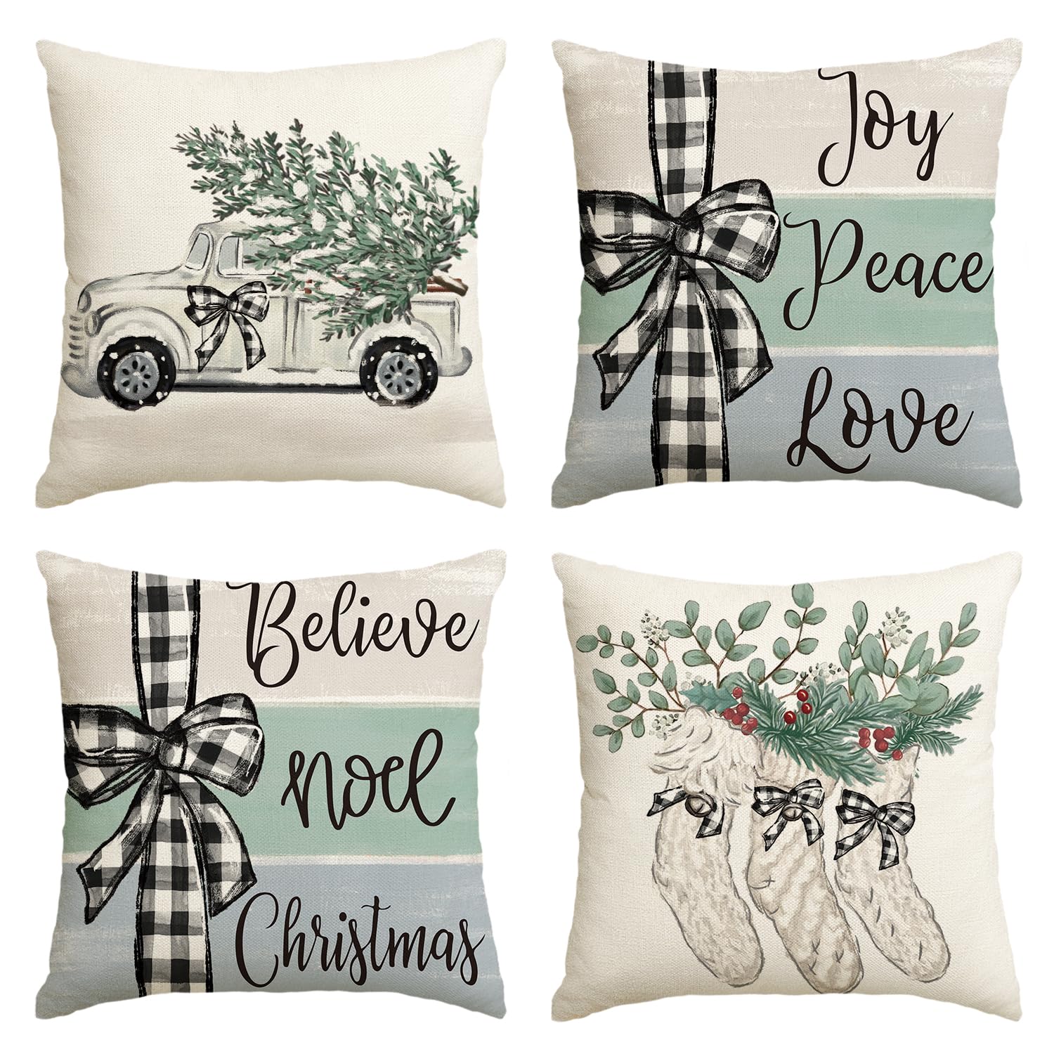 AVOIN colorlife Red and Black Merry Christmas Trees Snowflake Throw Pillow Cover, 18