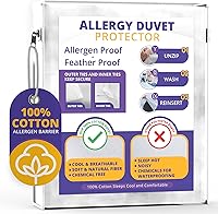 Allersoft All-Cotton Allergy Duvet Protector 106x96 - Dust, Pet Dander, Pollen, Feather Barrier, Breathable & Washable