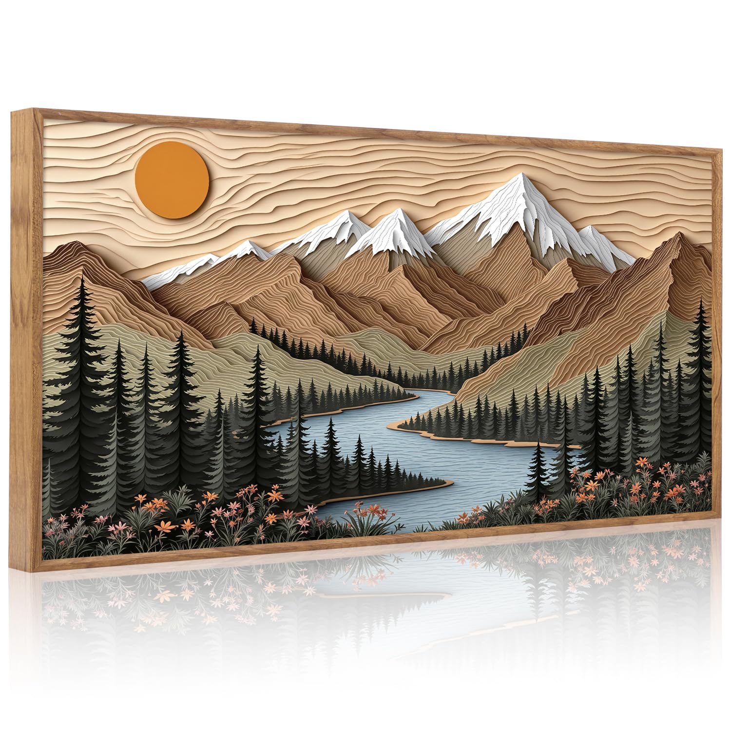 CHDITB Mountain Frame Canvas Wall Art, Nature themed office Wall Decor, country Scenic Art Spiritual Wall Painting, Vintage national park Mountains forest Art Prints for Living Room, Bedroom 16"x24"x3 — view 108