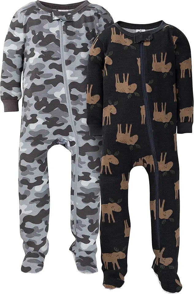 Gerber Baby Boys 2-pack Footed Pajamas And Toddler Sleepers, Grey Camo, 12 Months US OEKO-TEX STANDARD 100