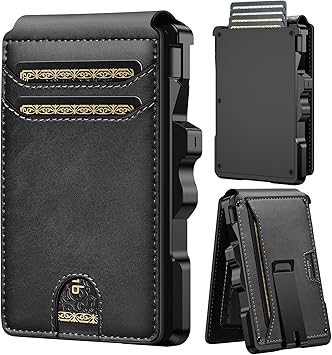 furid Smart Wallet For Men Slim Rfid Minimalist Pop Up Wallets with Money Clip Metal Credit Card Holder - Gifts for Husband Father at Birthday Anniversary