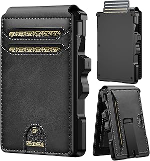 furid Smart Wallet For Men Slim: Rfid Minimalist Pop Up Wallets with Money Clip Metal Credit Card Holder - Gifts for Husband Father at Birthday Anniversary