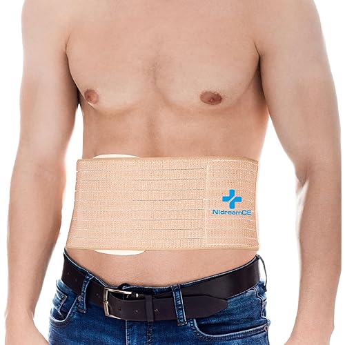 Umbilical Hernia Belt with Compression Pad Abdominal Support Binder for Men and Women Belly Button Navel Hernia Support Relieve Pain for Incisional, Ventral, Inguinal Hernia (Medium)