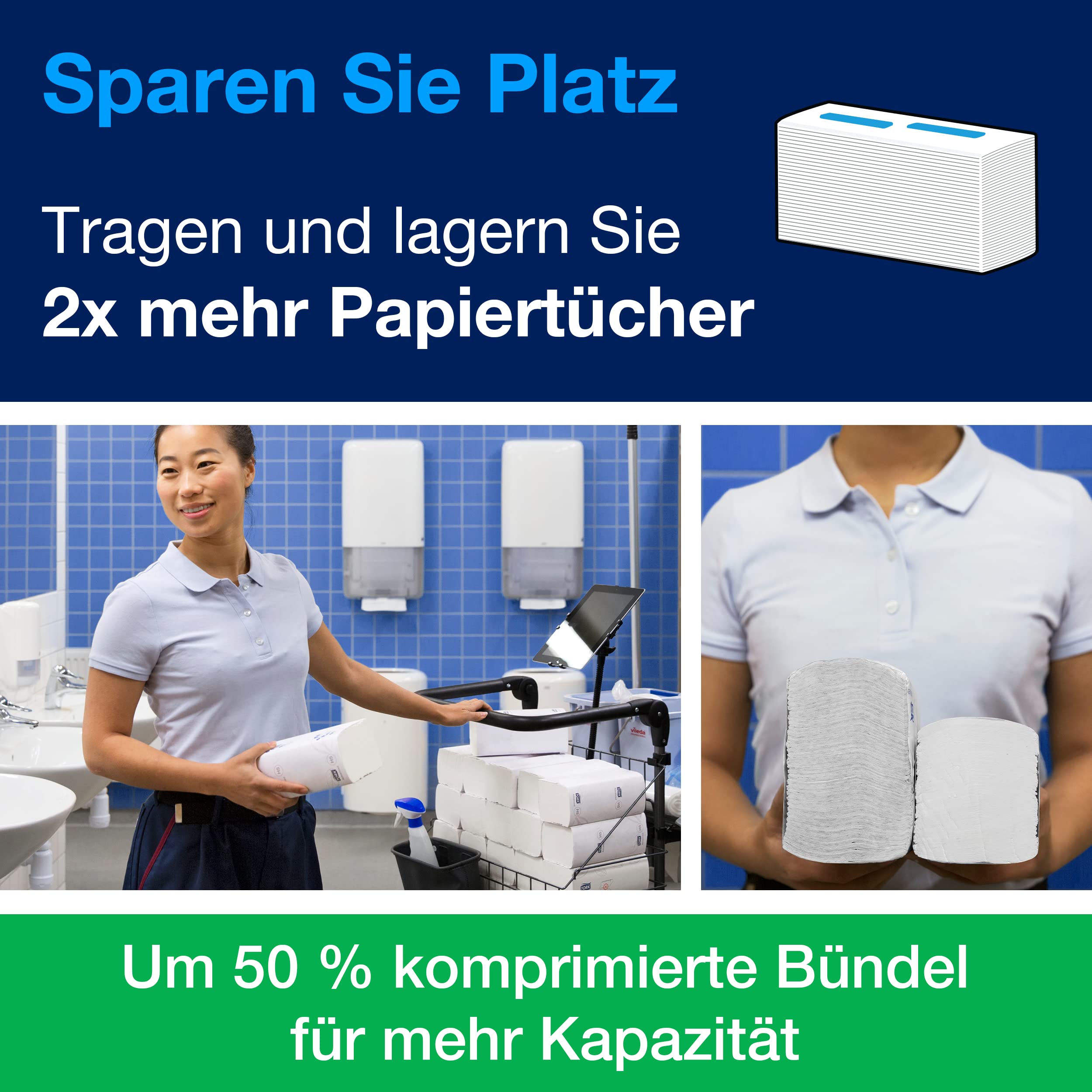 Tork PeakServe Endlos-Papierhandtücher Weiß H5, Advanced-Qualität, komprimiert, 12 × 270 Blatt, 100589, Mittel