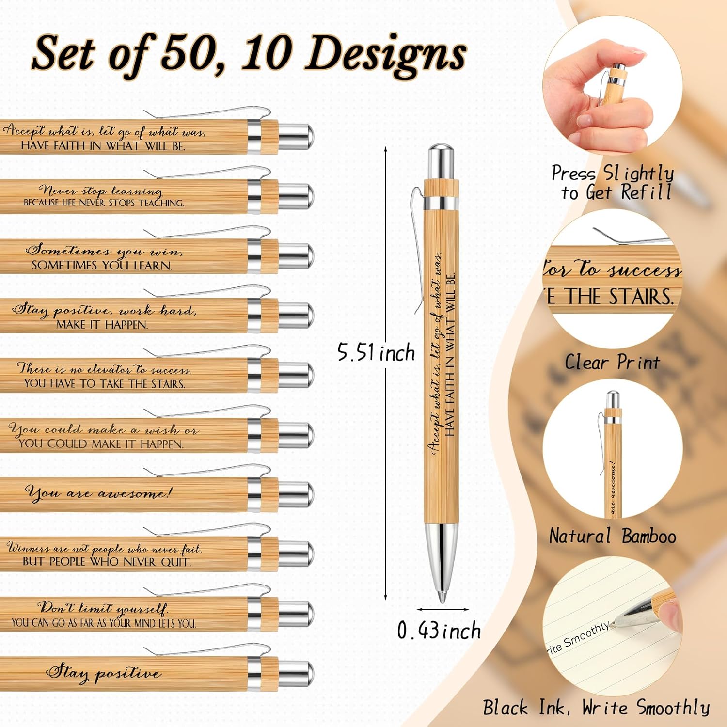 Fulmoon 100 Pcs Employee Appreciation Gifts Bulk Kraft Inspirational Notebook Motivational Bamboo Pen Mini Pocket Notepad for Coworkers Teacher Team Office Staff Women Volunteer Gifts