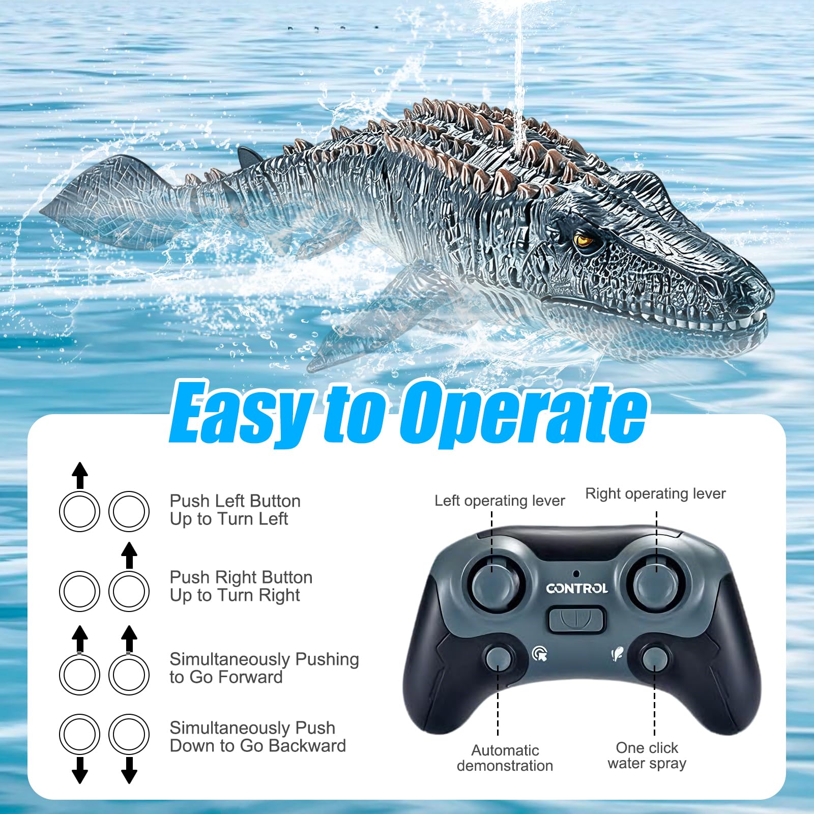 Ferngesteuertes Mosasaurus RC Boot, 2.4GHz Fernbedienung Hai Boot