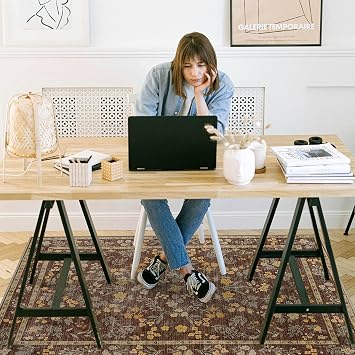 chakme Office Chair Mat for Hardwood Floor, 48x36 Easy Glide Computer Desk Mat Protector for Rolling Chair Under Desk Rug Nonslip Backing, Machine Wash, (Floral)