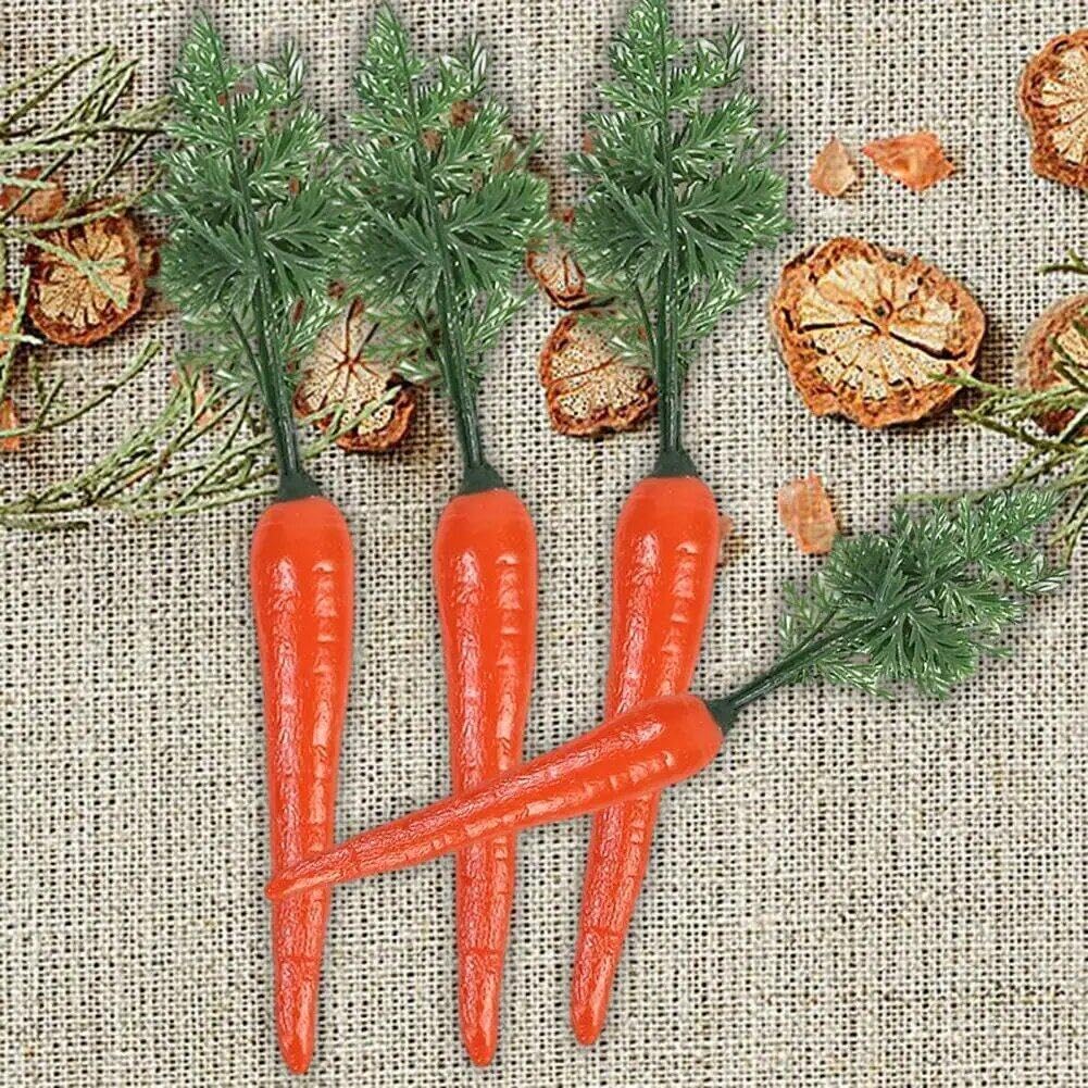 ZYLLZY 48 stuks kunstmatige paaswortels, 3 inch landschap mini simulatie wortelen ornament, schuim nep groente wortelen voor Pasen thuis keuken feest DIY ambachten decor