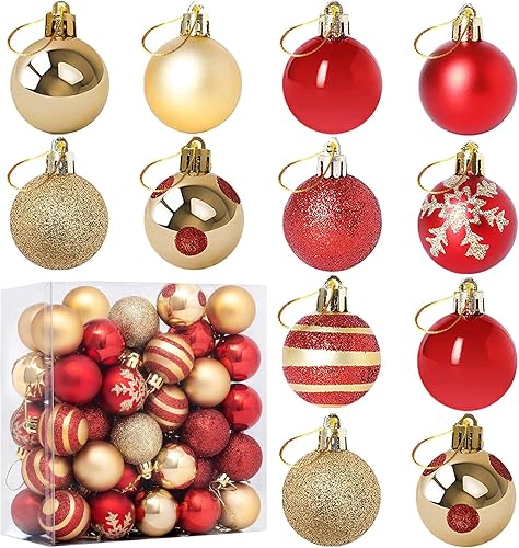 50 bolas de Navidad adornos para árbol de Navidad, bolas con purpurina, decoraciones de árbol de Navidad inastillables