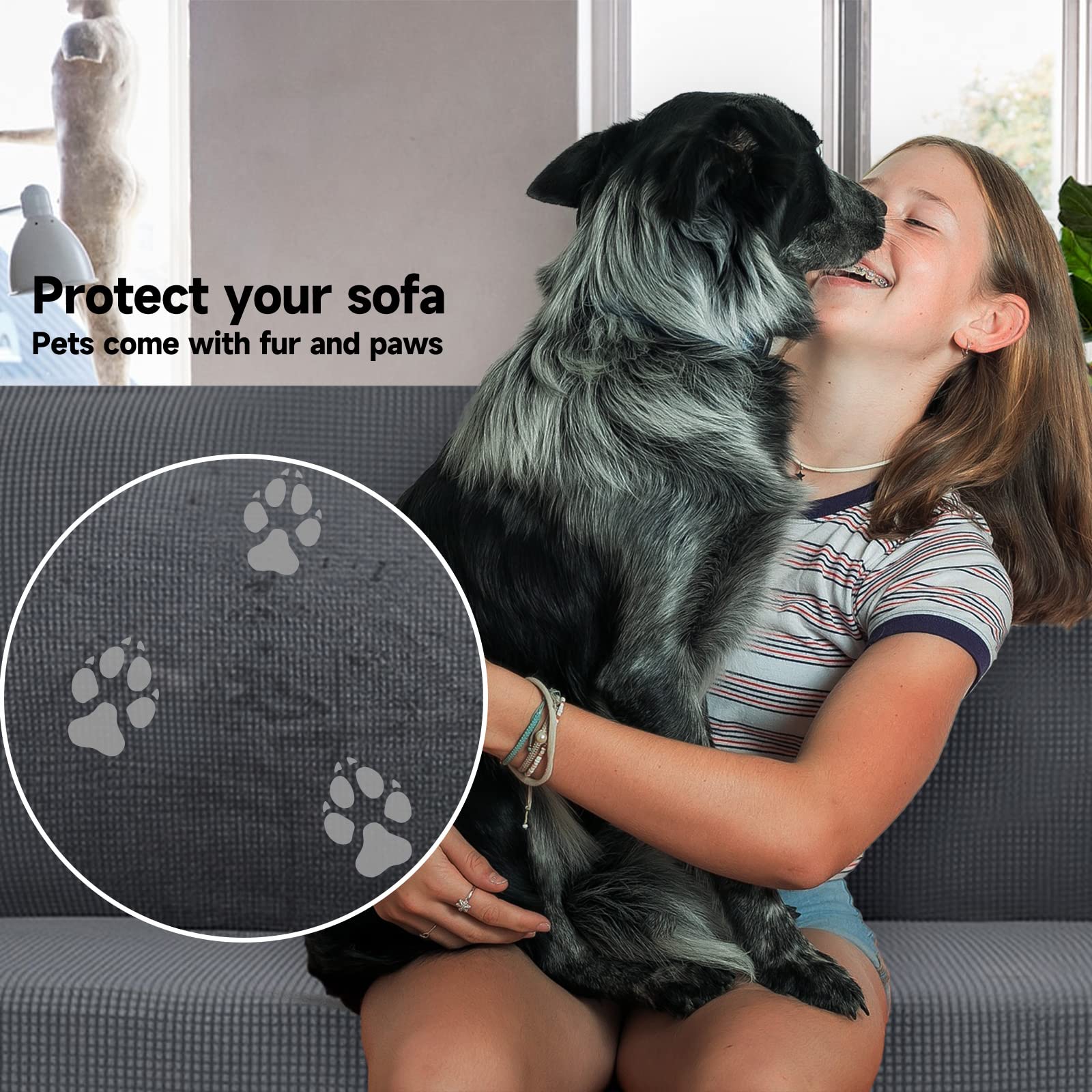 Ystyle Elasticas Funda Sofa 2 Plazas, Fundas de Sofa Ajustables con Reposabrazos, Gruesa Funda Sofá Anti Gatos Perros y Mascotas, Moderna Cubre Sofa Antimanchas Lavable, Gris
