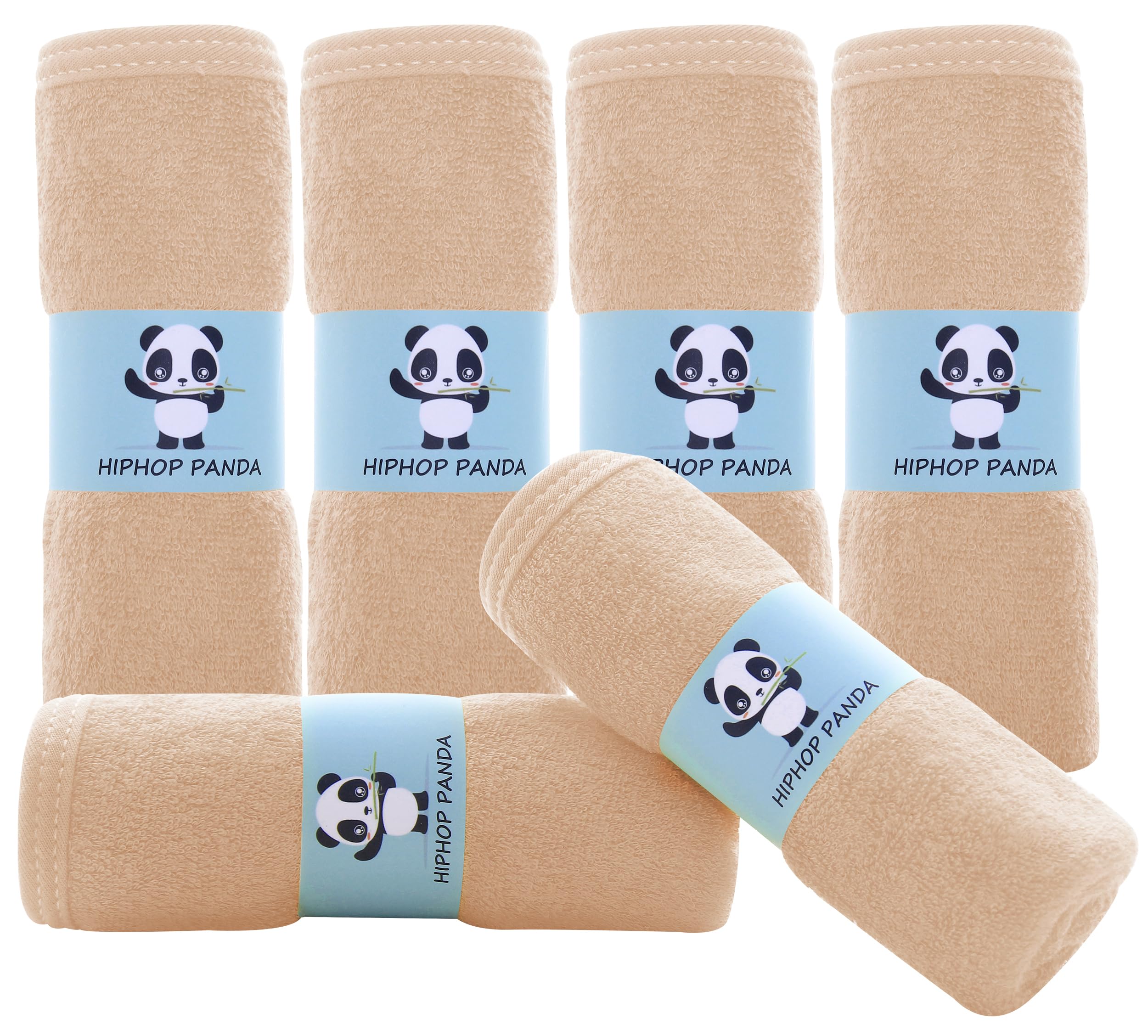 HIPHOP PANDA Baby Washcloths, Rayon Made from Bamboo - 2 Layer Ultra Soft Absorbent Newborn Bath Face Towel - Reusable Baby Wipes for Delicate Skin -