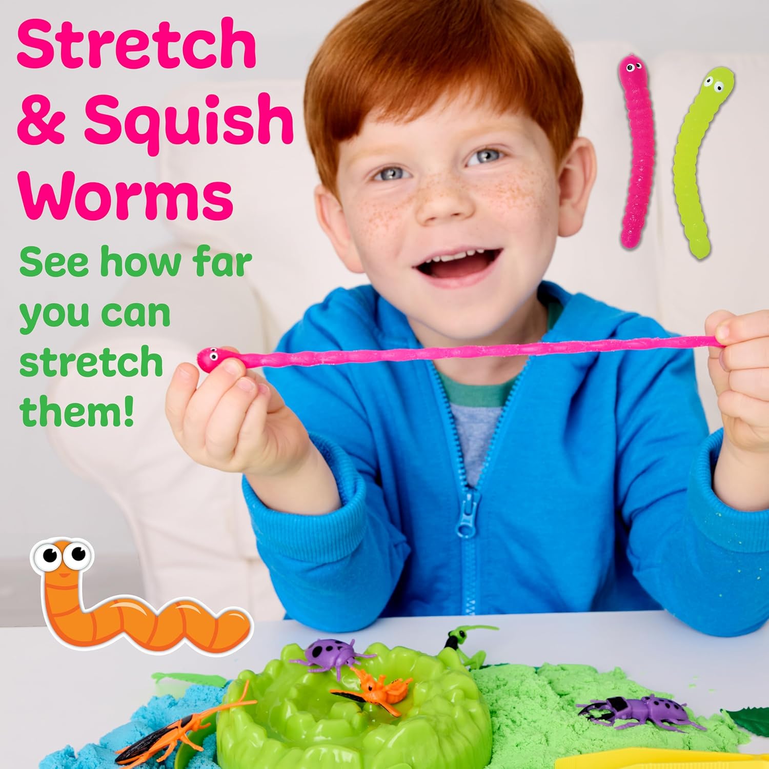Creativity for Kids Sensory Adventure Neon Bugs Kit | Dig, Squish & Explore with Sensory Sand & Bug Toys | Scoop, Pinch & Play | Screen-Free Activity for Kids & Spring Crafts (Ages 4+)