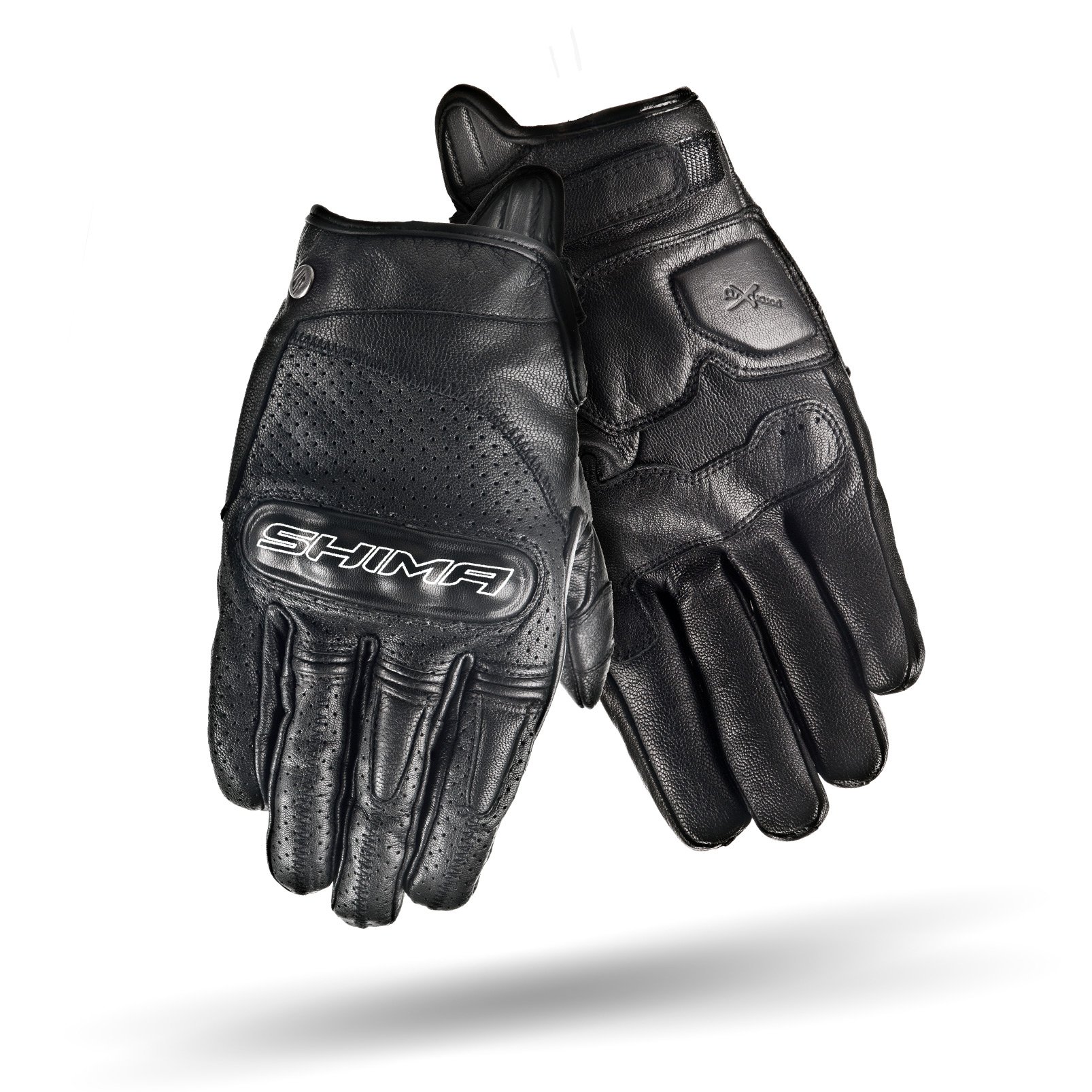 SHIMA Caliber Lady, guanti da moto da donna, stile retrò, estivi, in pelle, (XS-L, nero)