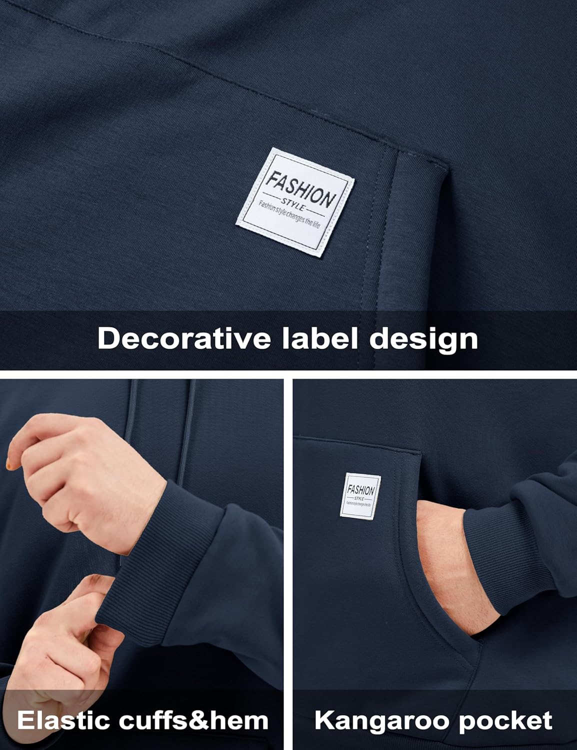 MAGCOMSEN Men's Hoodie Pullover Fleece Sweatshirts Heavyweight Sherpa Lined Thick Warm Winter Hoodies with Kangaroo Pocket - Image 5