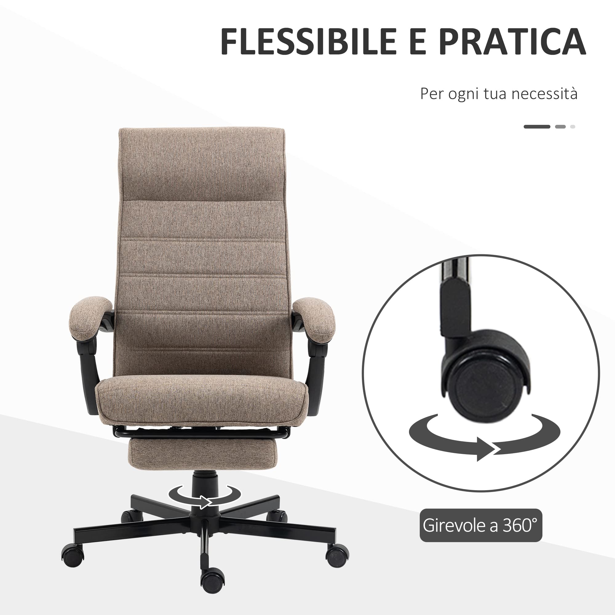 Vinsetto Sedia da Ufficio Ergonomica Poggiapiedi 68x67x109-119 cm Marrone