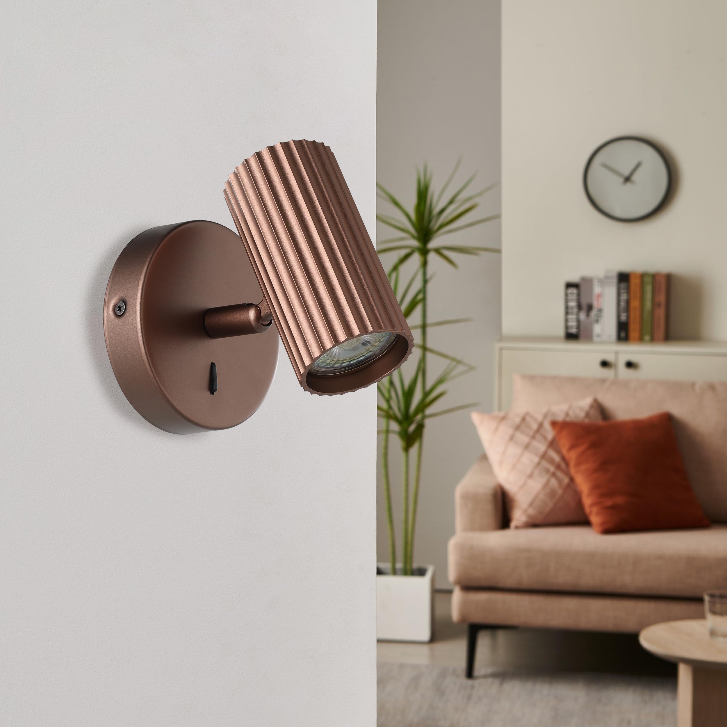 Eglo Applique murale intérieure Portillo, luminaire avec spot orientable, lampe de lecture en métal bronze, douille GU10