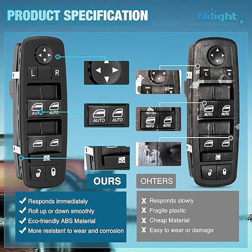Miniatura 9 de Nilight Power Master Window Switch Compatible with 2011 2012 2013 2014 2015 2016 2017 2018 2019 2020 Chrysler 300 2015-2017 Chrysler 200 2011-2019
