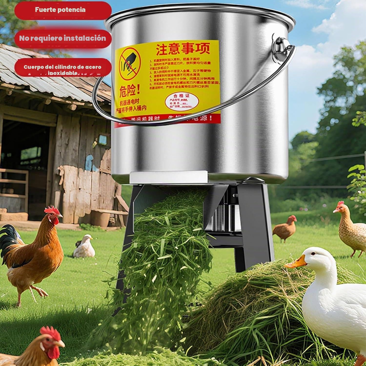 Procesadora De Alimentos para Aves Y Trituradora con 4 Cuchillas, 50–120 Kg/H. Picadora Multifuncional De Verduras para Granjas, Ganadería Y Ganadería. 1300W