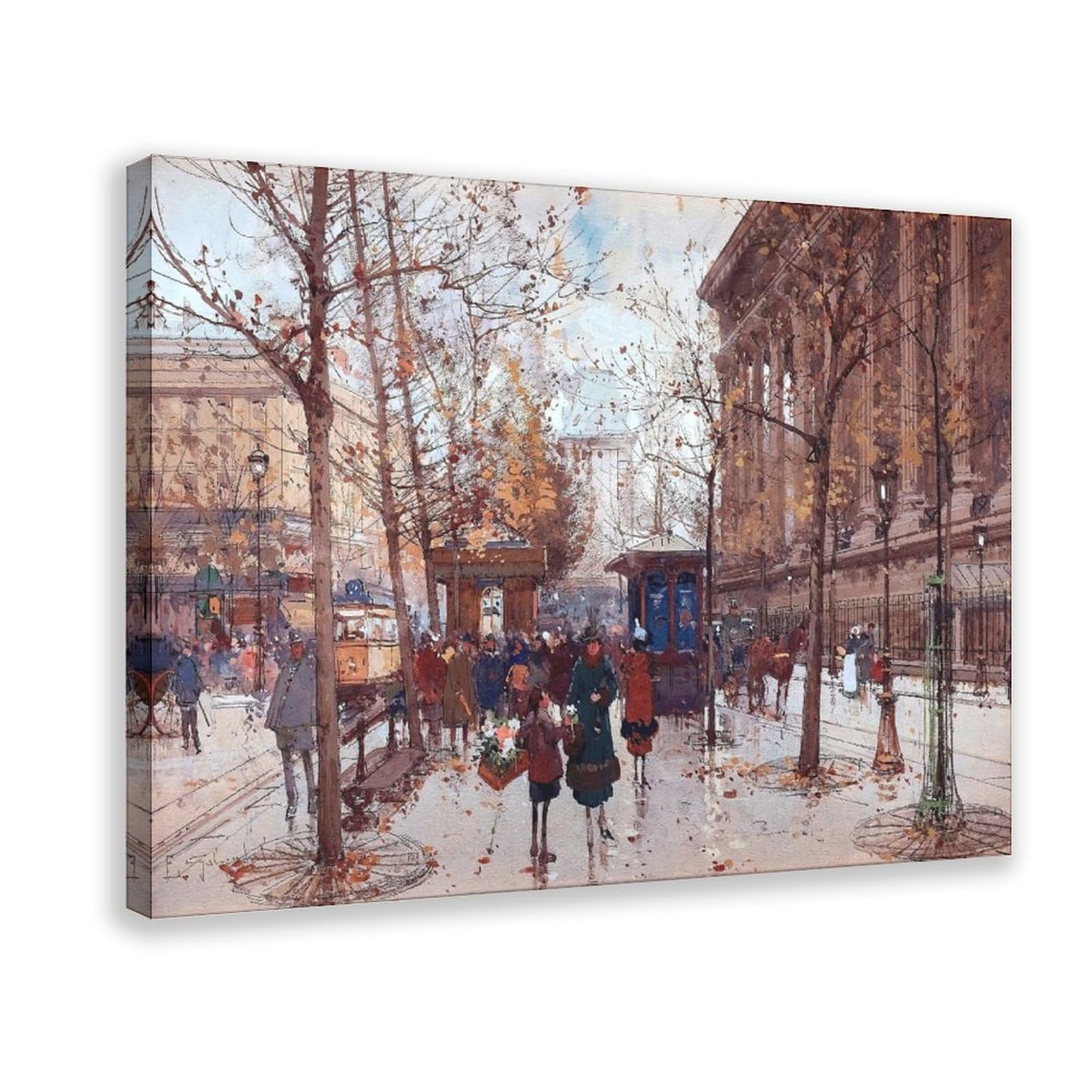 WCYB La Madeleine by Eugene Galien-laloue Prints Posters Canvas Deco Paintings Wall Art For Office Hangable Frame 16" L X 24" W