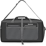 Travel Duffle Bag 60L Lightweight Foldable Duffel Bag Large Packable Overnight Bag Carry On Luggage with Shoe Compartment for Men Women Camping Storage Gym Sports Beach (Black)