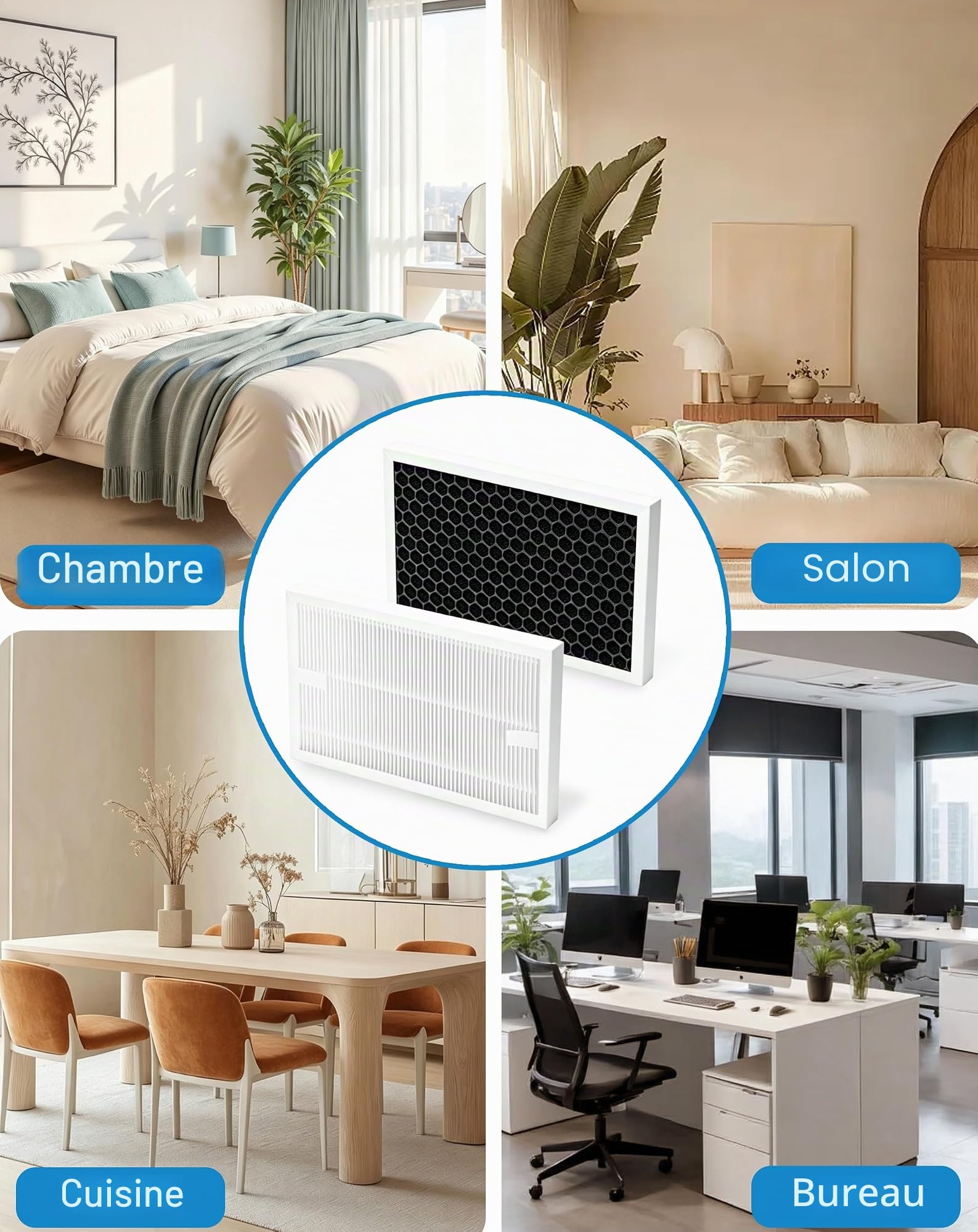 Lot de 4 filtres déshumidificateurs compatibles avec les déshumidificateurs Bosch Dry Series 1000, 2000 et 4000, filtre de rechange 2 en 1