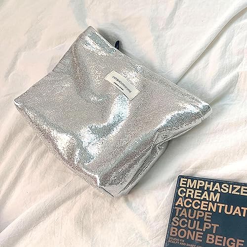 Miniatura 4 de Bolsa de maquillaje, bolsa de cosméticos, bolsa de aseo de lona para mujer, bolsa con cremallera, organizador de accesorios de viaje, brillante